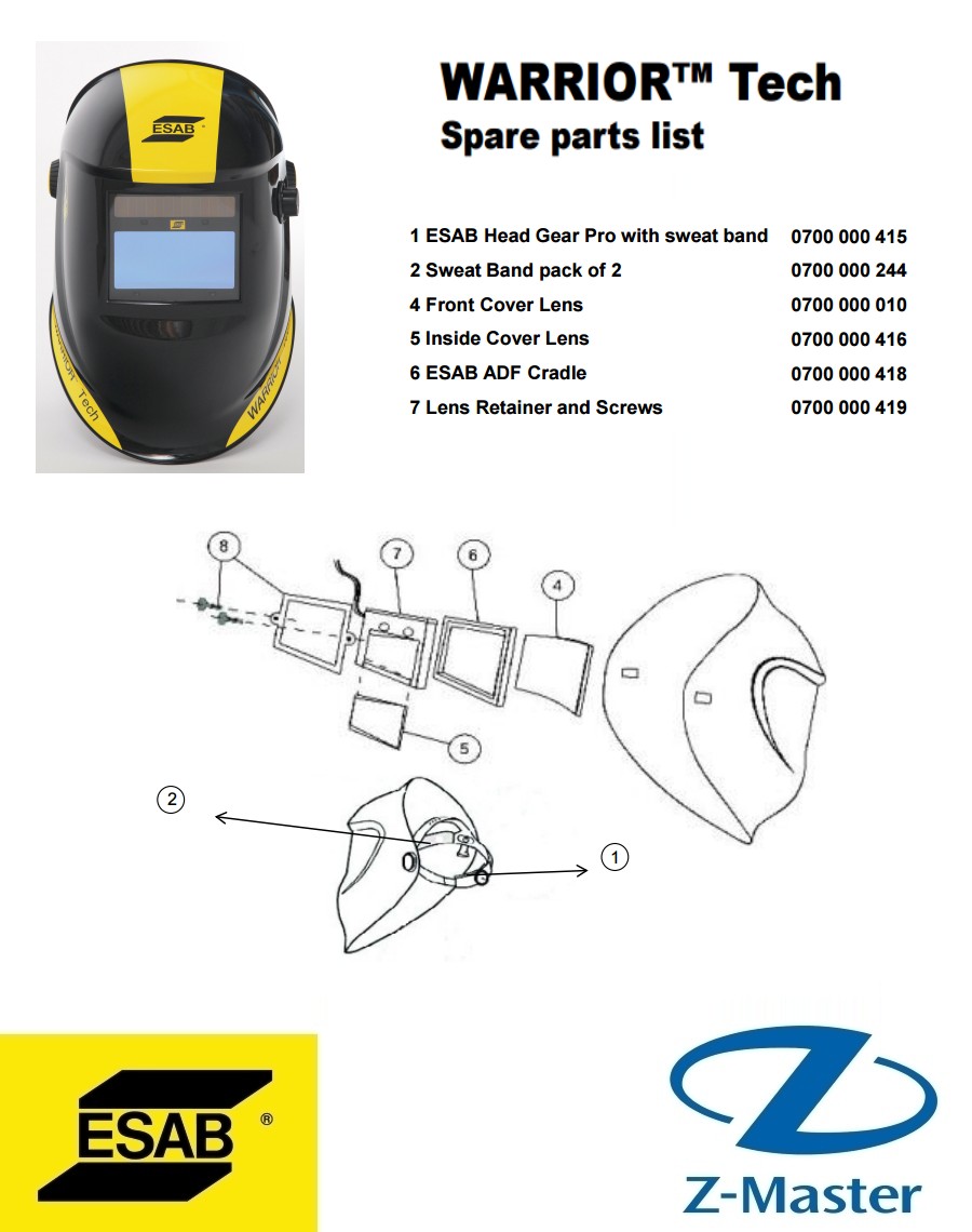 Защитное стекло, переднее 0700000010 Esab SAVAGE A40, WARRIOR Tech